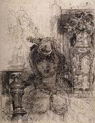 James Ensor Nude at a Balustrade or Nude with Vase and Column oil painting artist